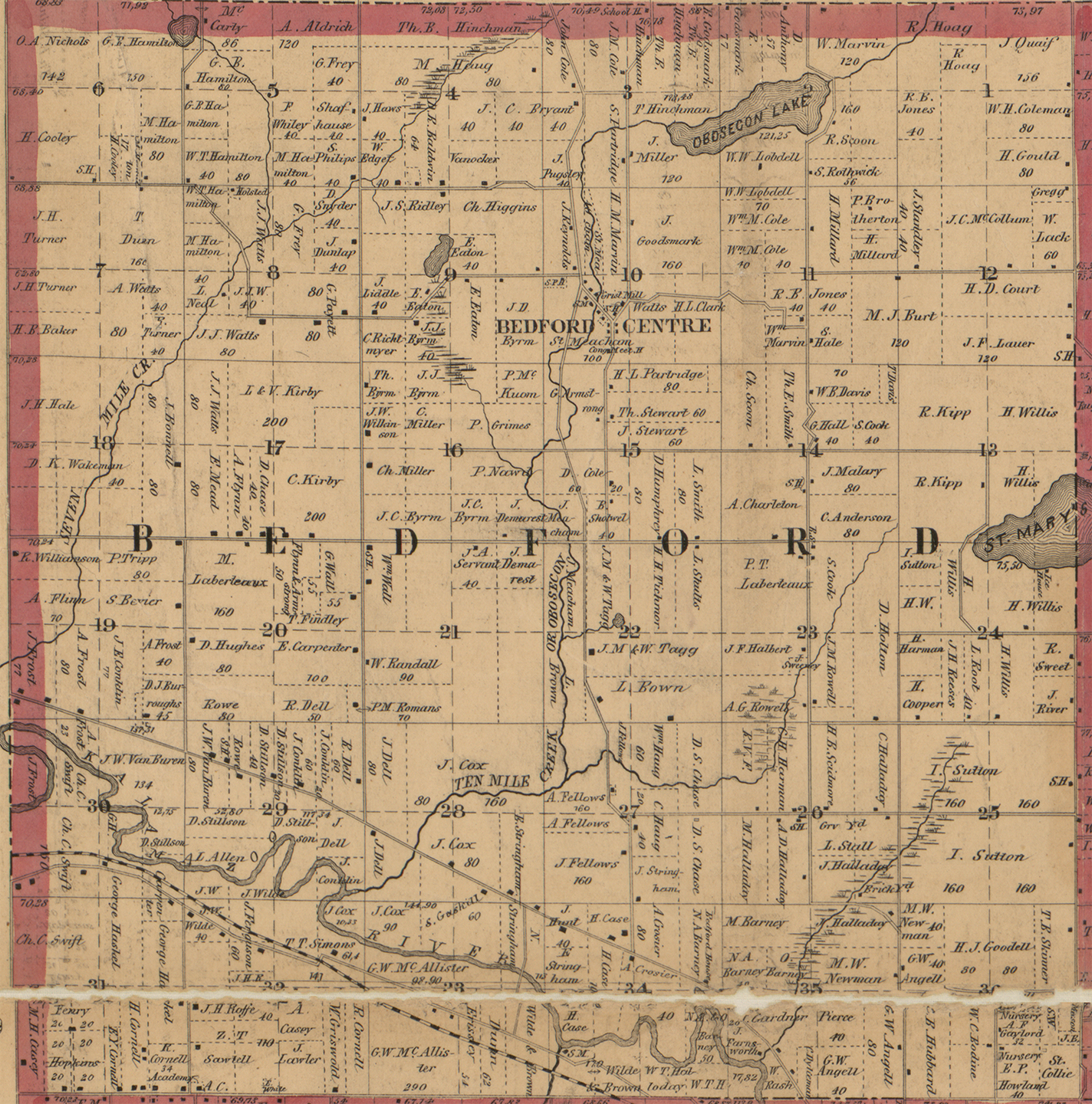 1858 Bedford Township, Michigan landownership map