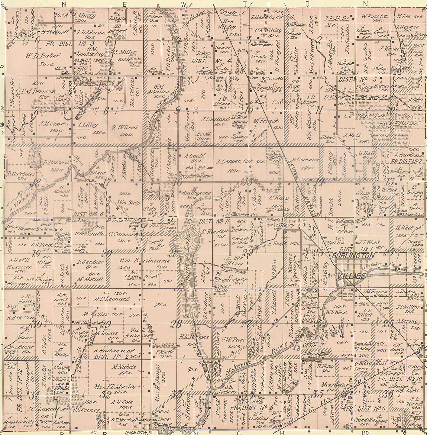 1894 Burlington Township, Michigan landownership map