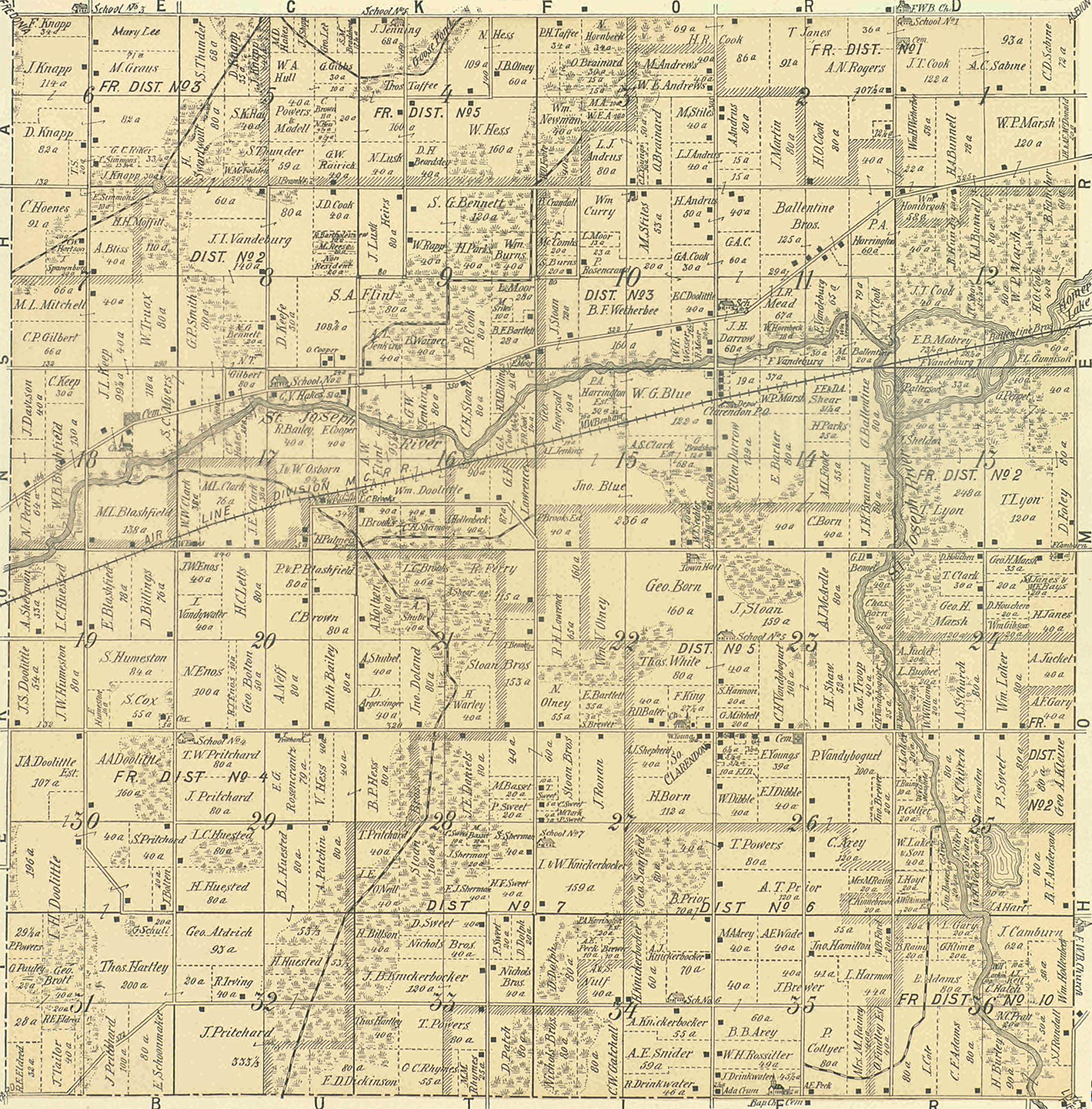 1894 Clarendon Township, Michigan landownership map