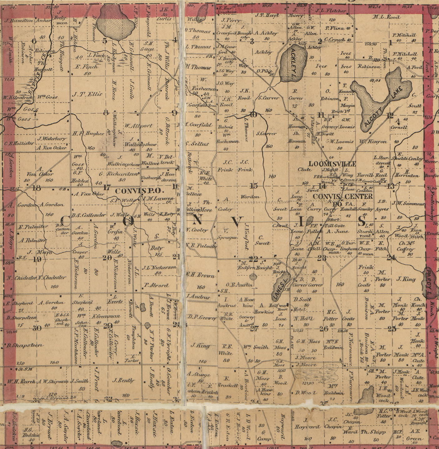 1858 Convis Township, Michigan landownership map