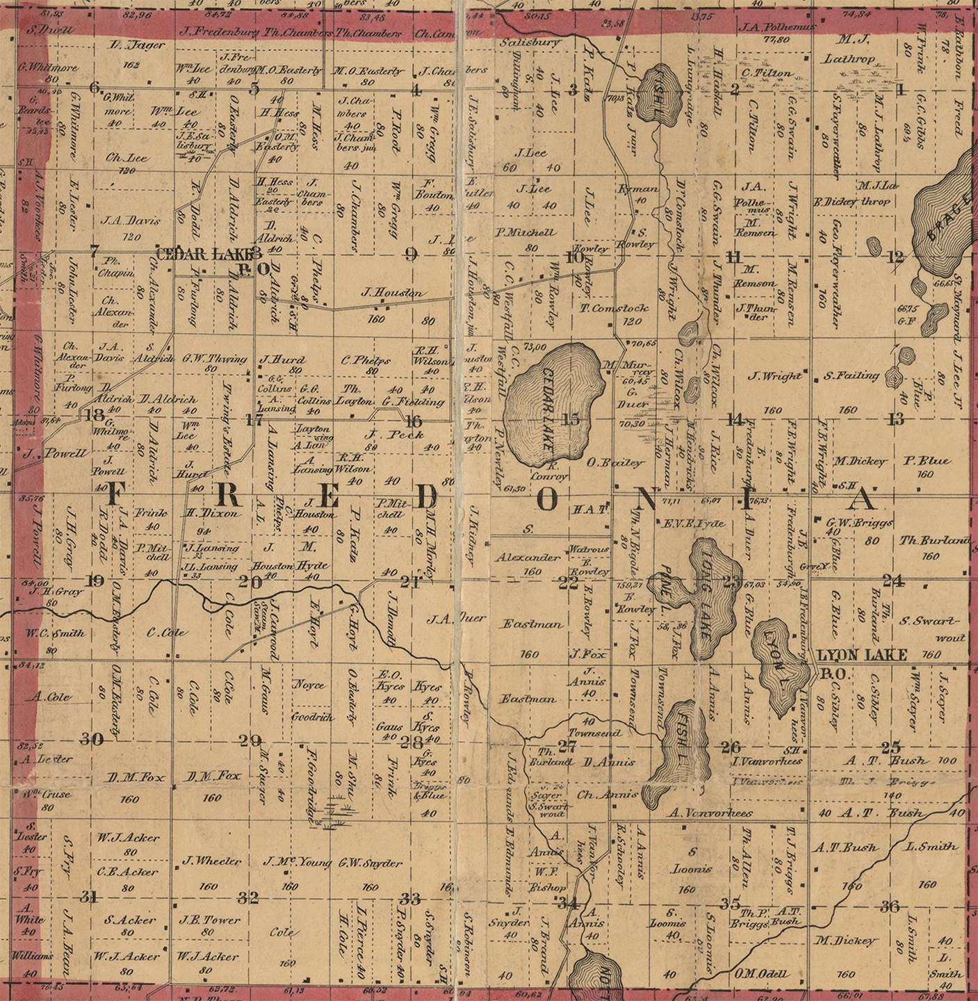 1858 Fredonia Township, Michigan landownership map