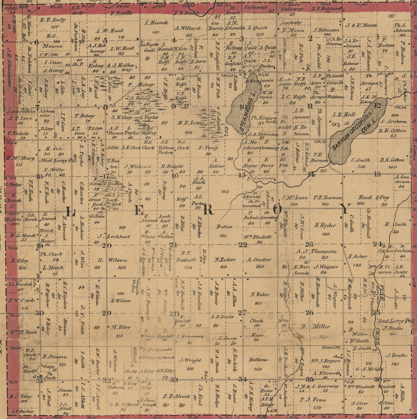 1858 Le Roy Township, Michigan landownership map