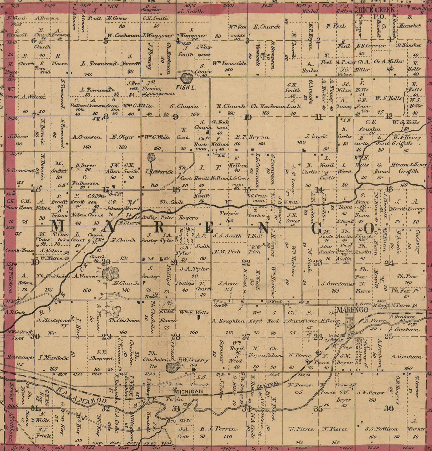 1858 Marengo Township, Michigan landownership map