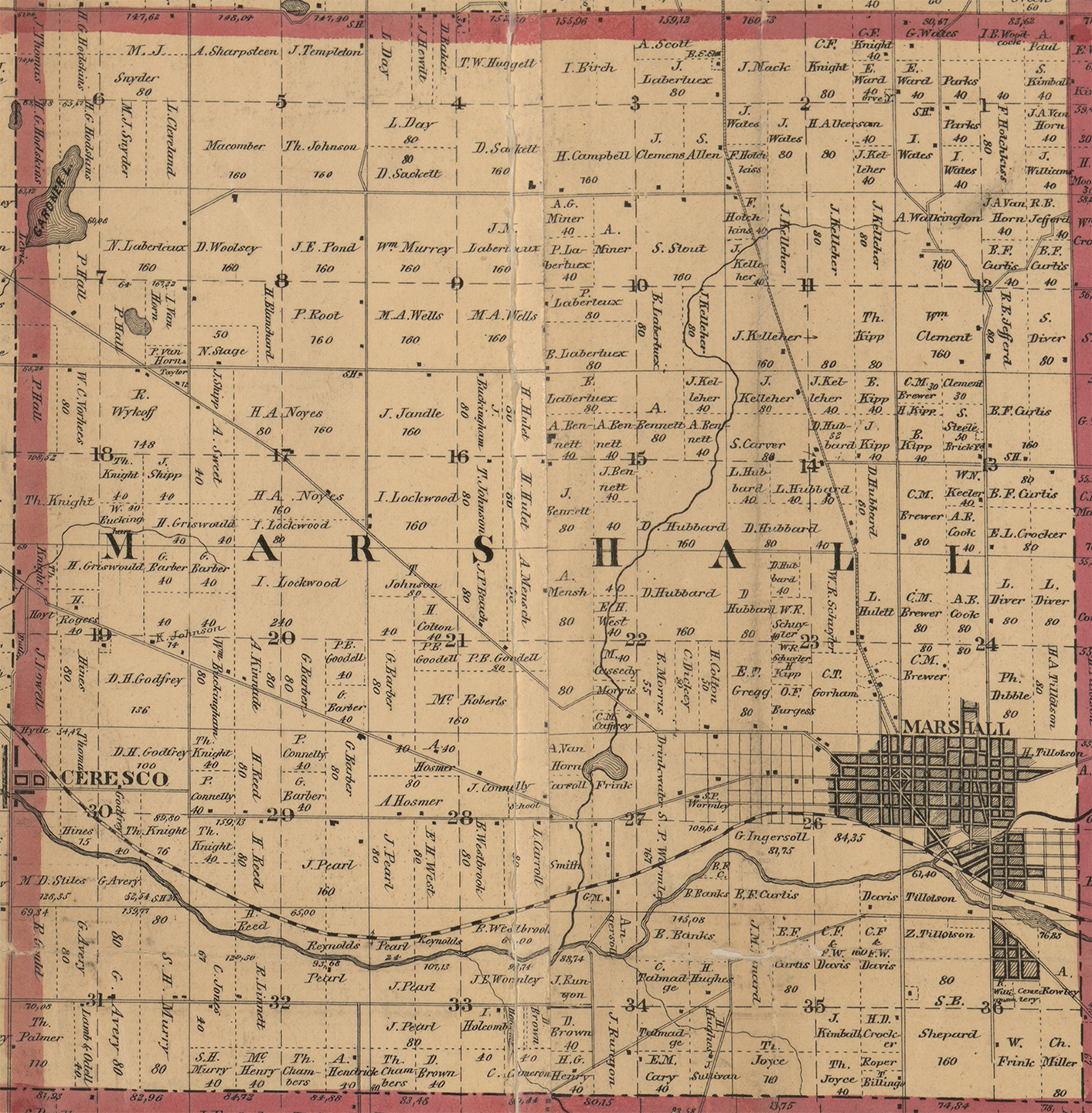 1858 Marshall Township, Michigan landownership map