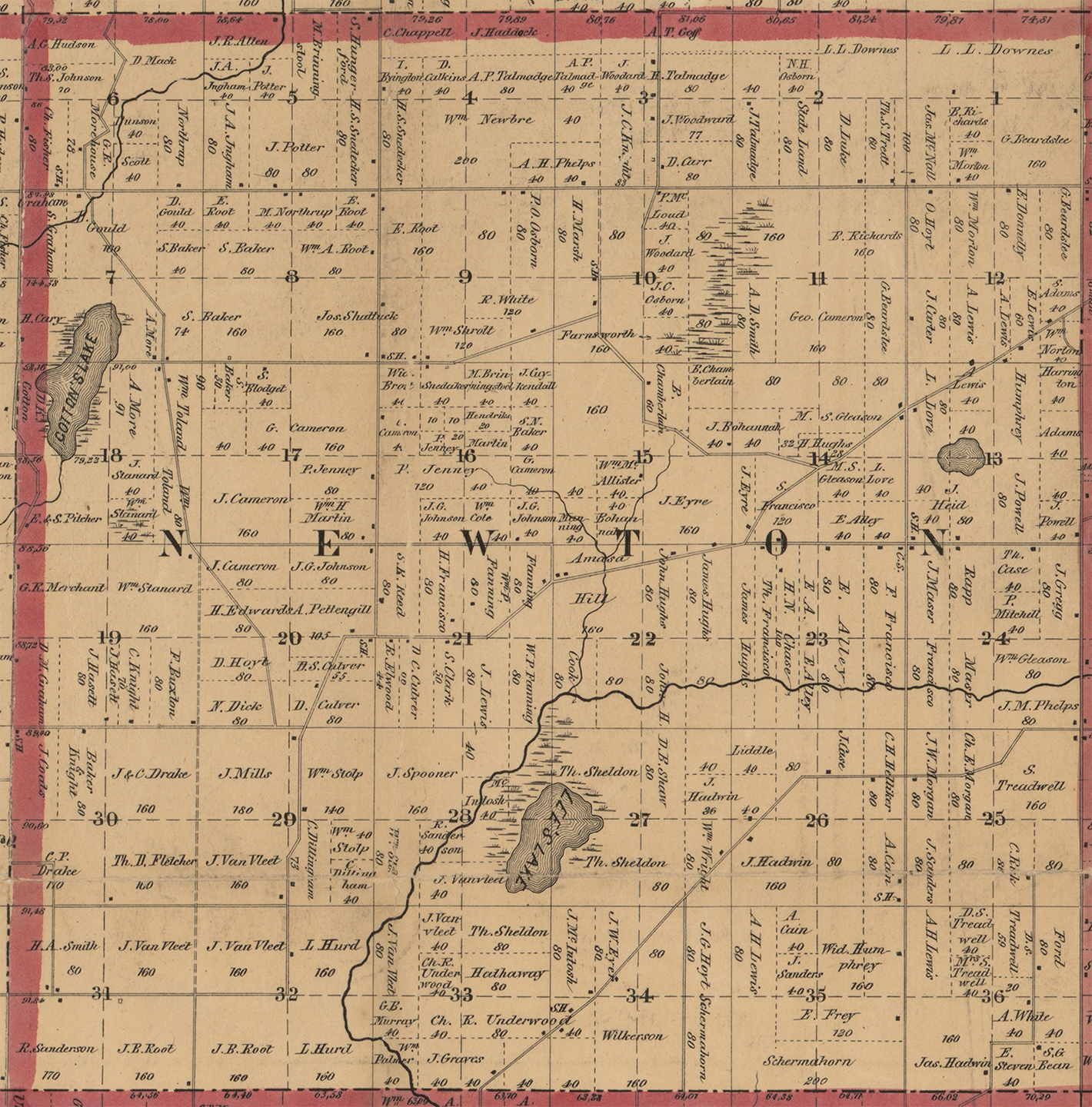 1858 Newton Township, Michigan landownership map