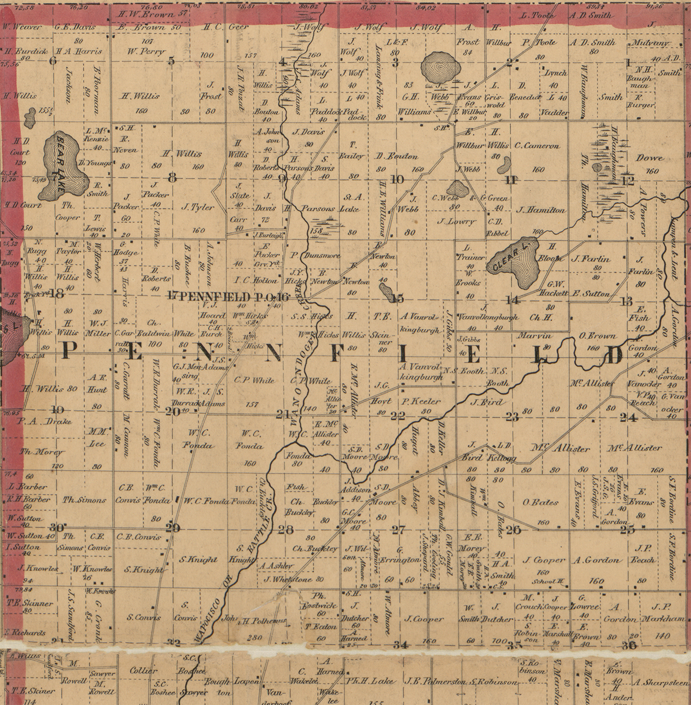 1858 Pennfield Township, Michigan landownership map