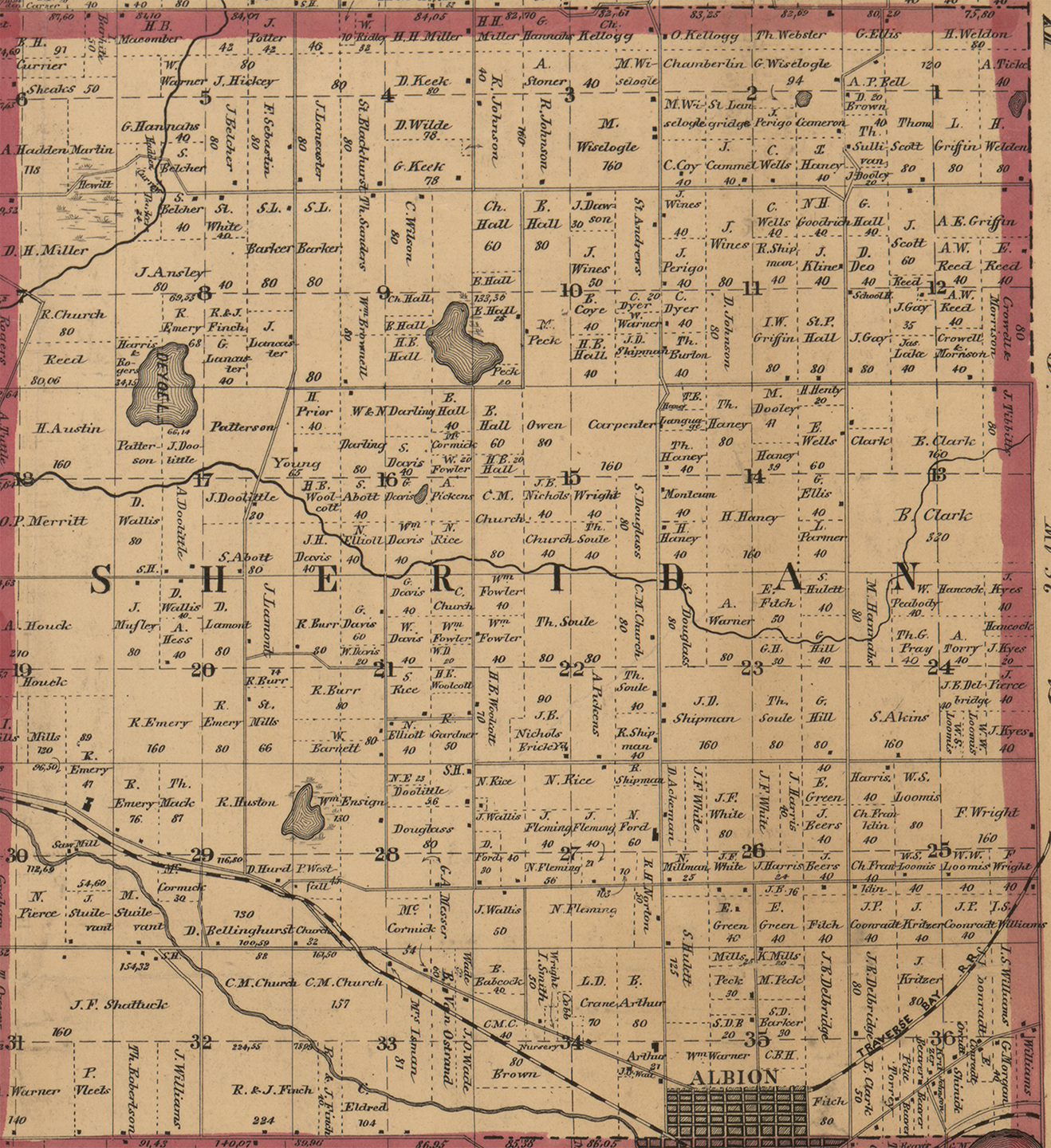 1858 Sheridan Township, Michigan landownership map