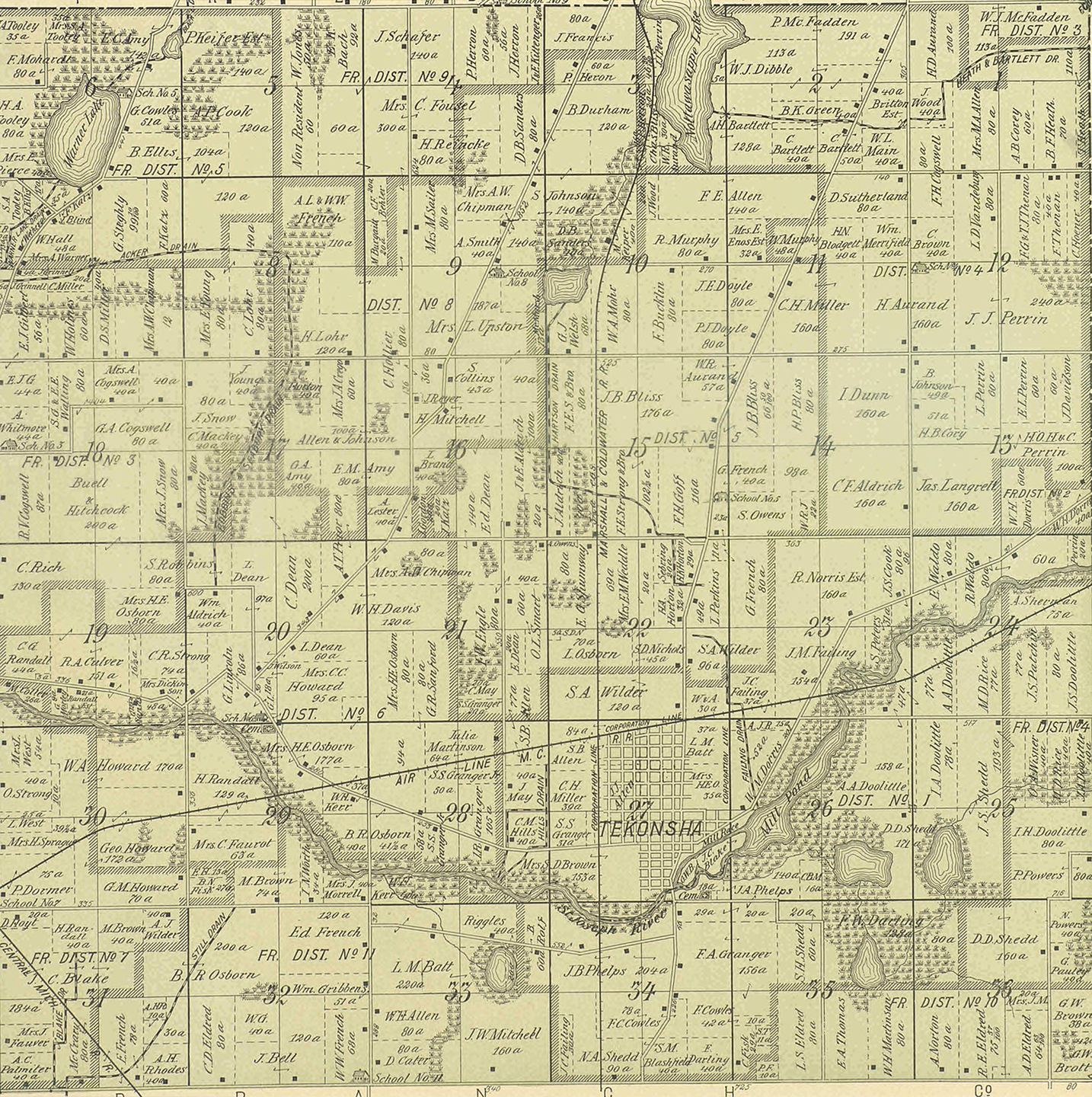 1894 Tekonsha Township, Michigan landownership map