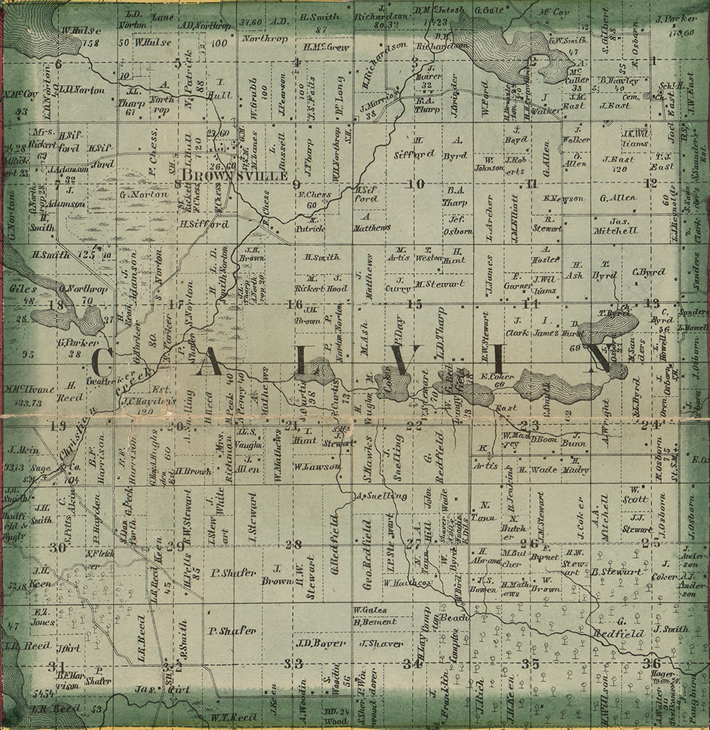 1860 Calvin Township Michigan landownership map