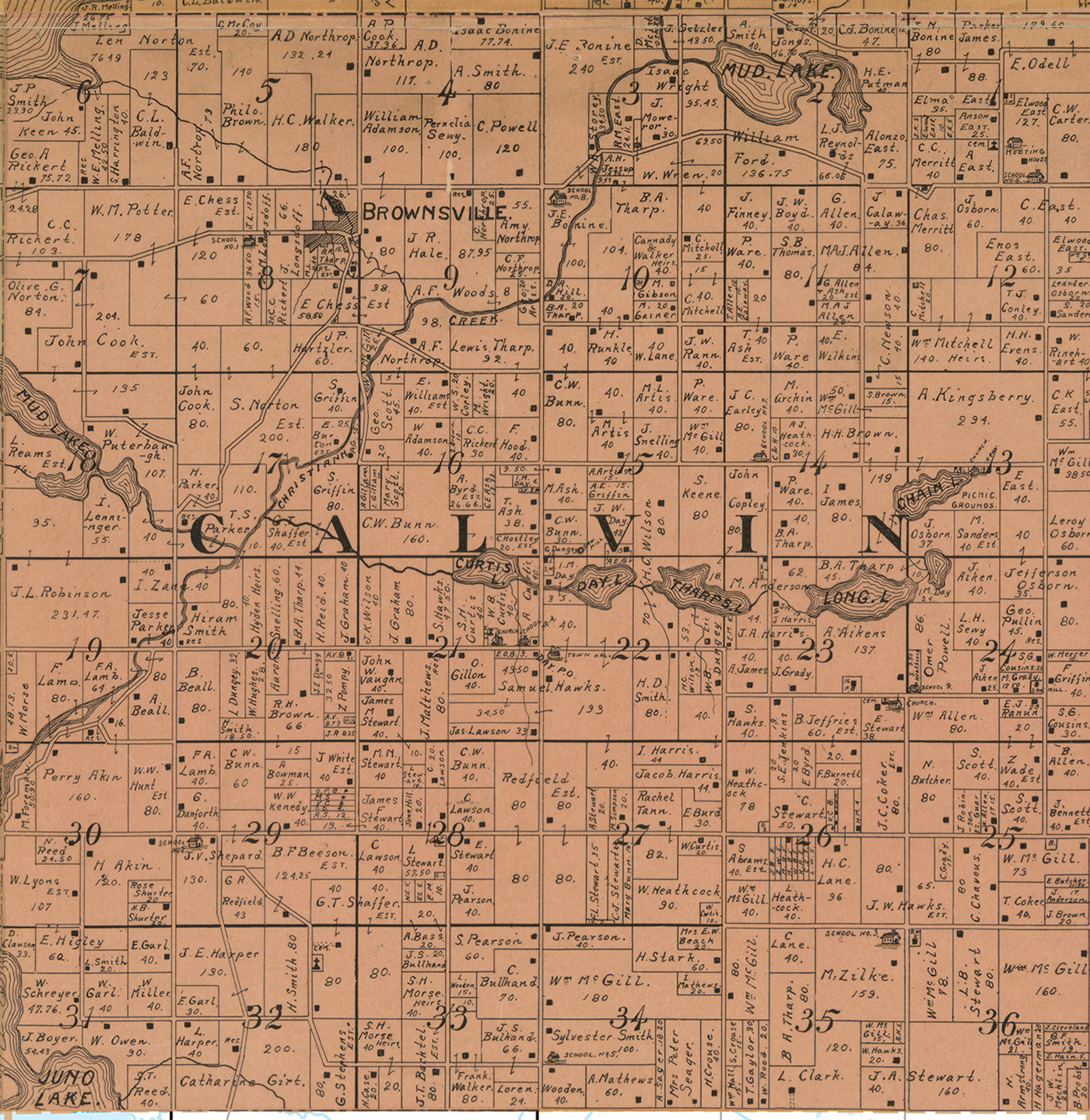 1897 Calvin Township Michigan landownership map