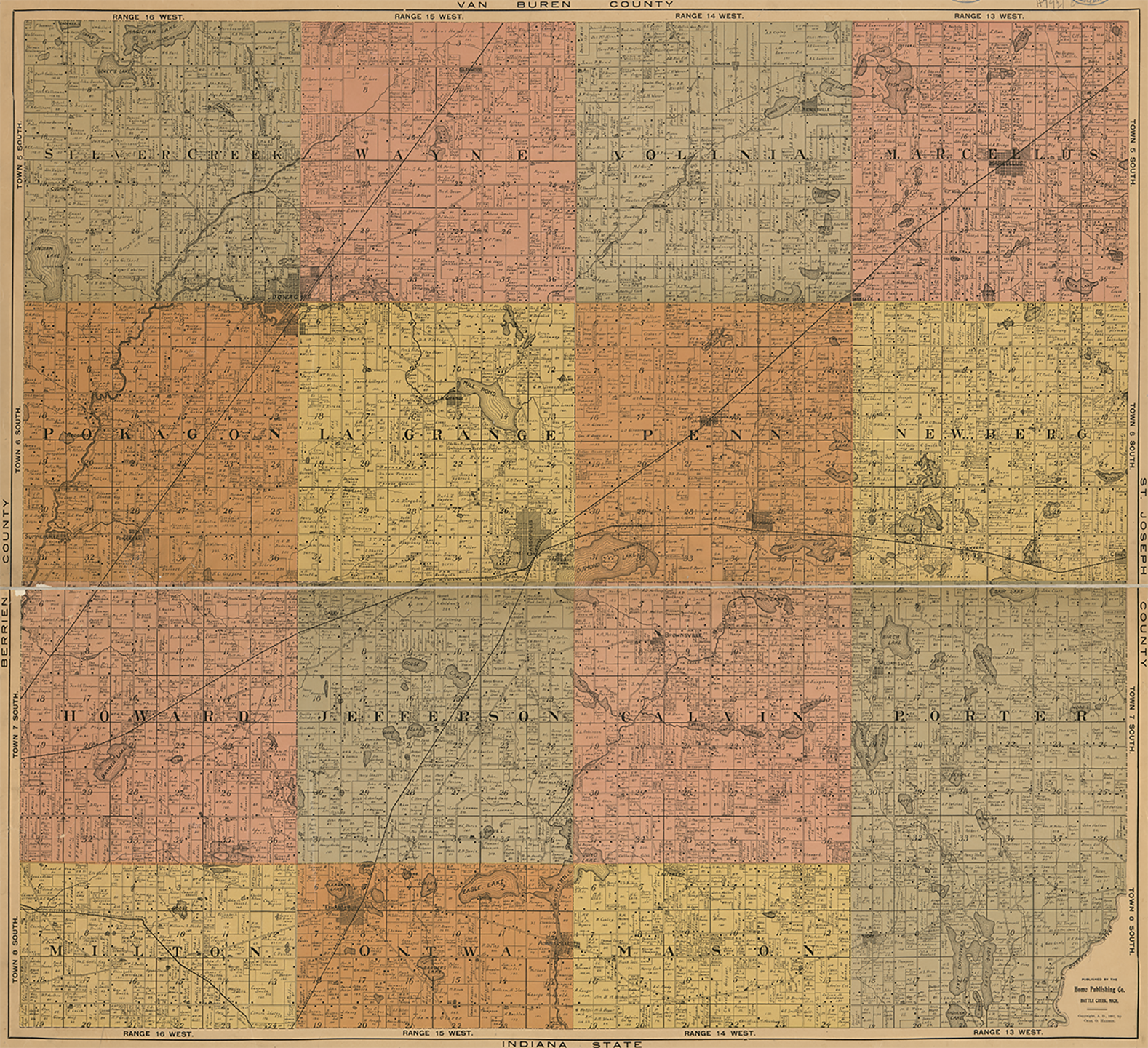 1897 Cass County Michigan landownership map