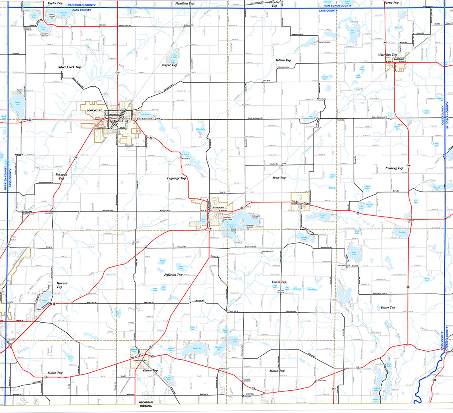2010 Cass County Michigan map