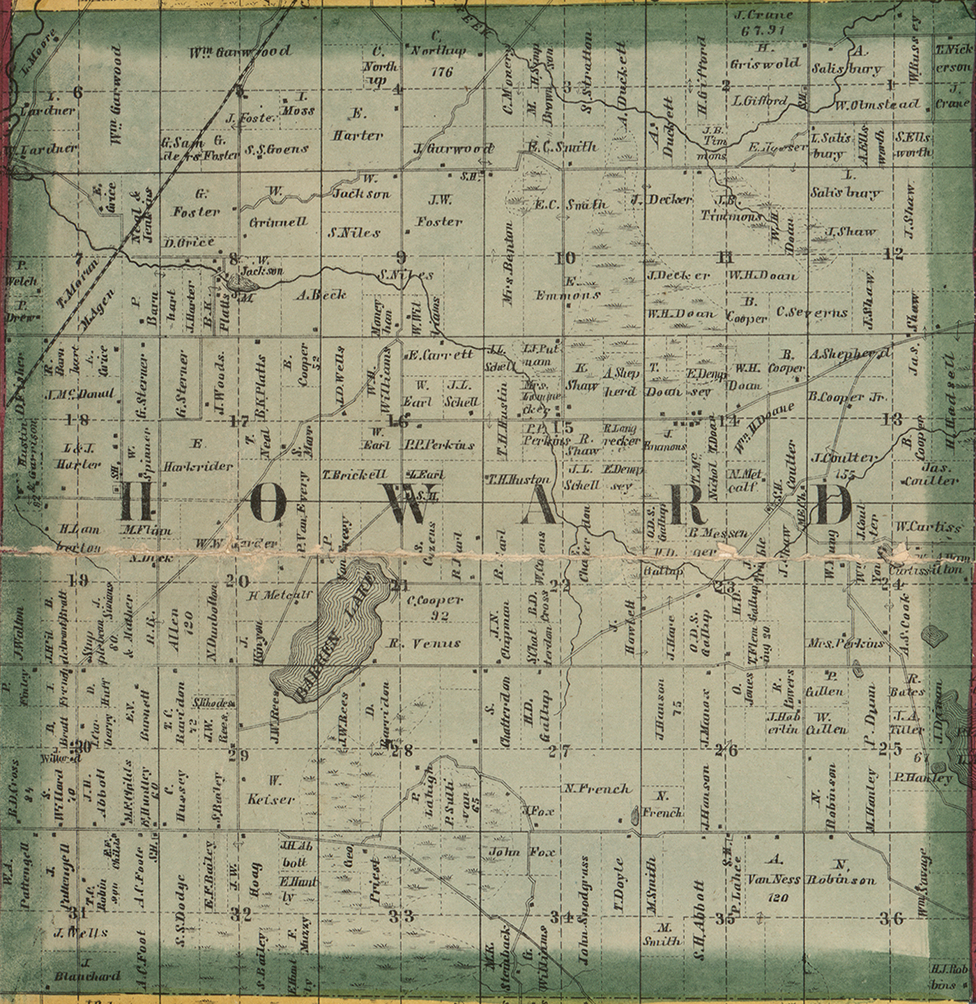 1860 Howard Township Michigan landownership map