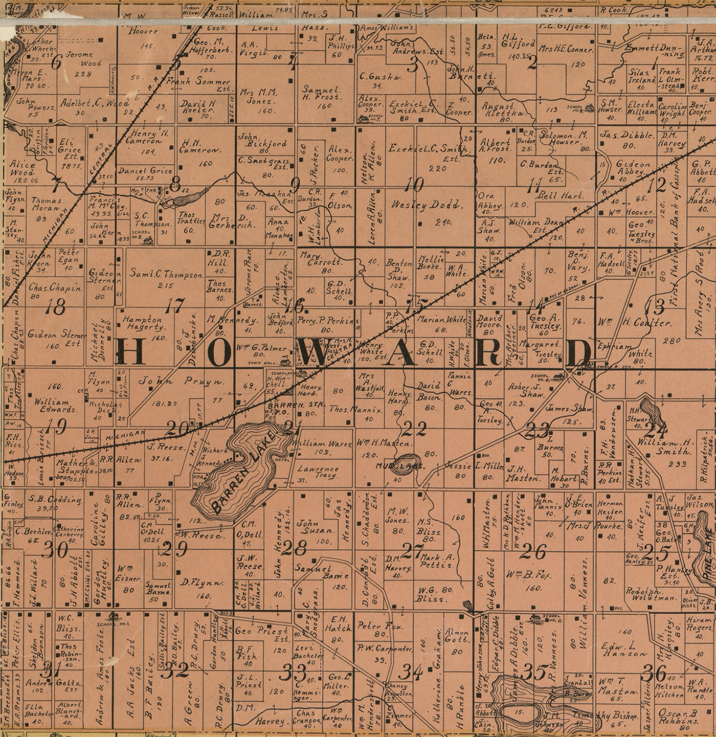 1897 Howard Township Michigan landownership map