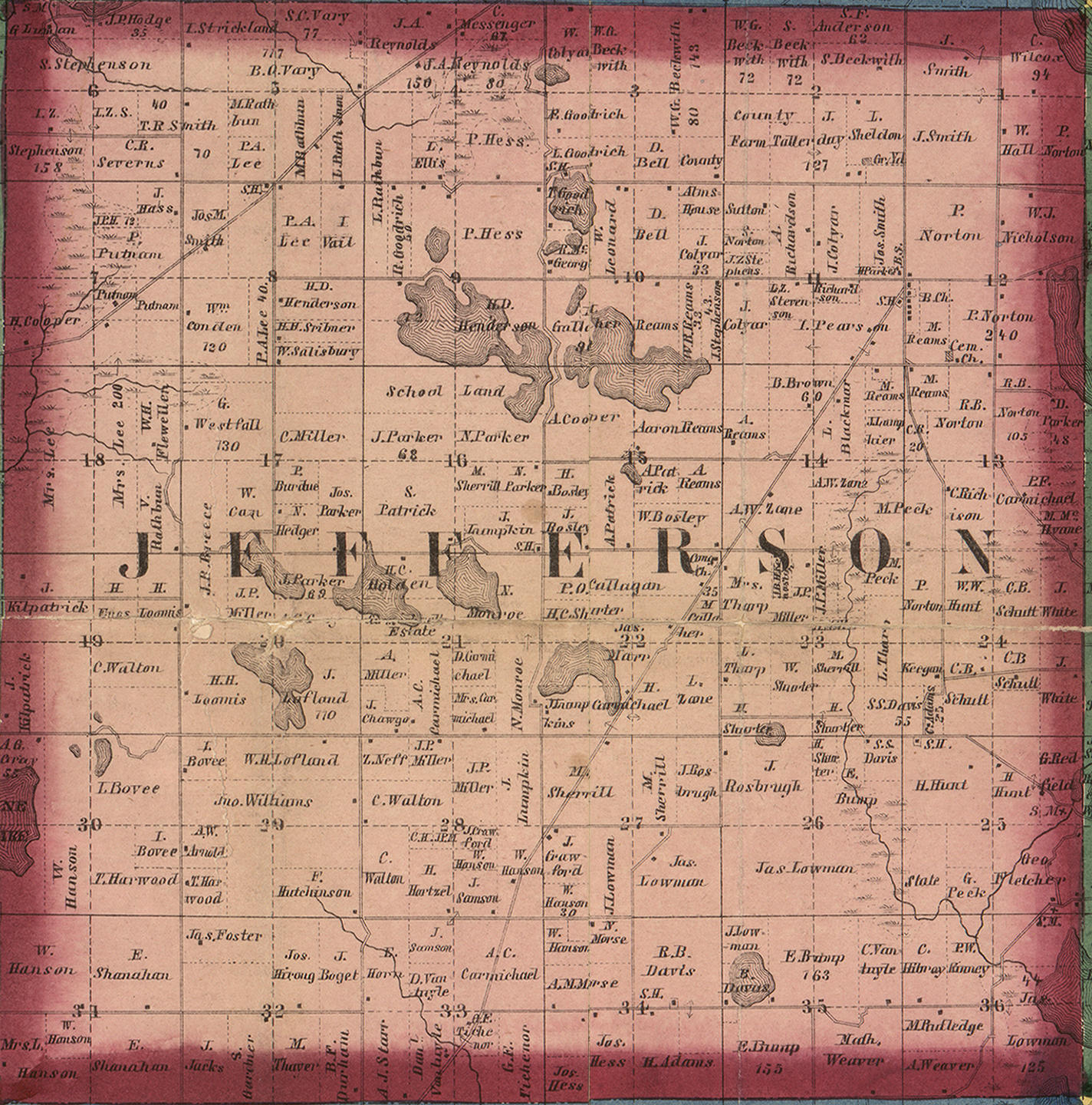 1860 Jefferson Township Michigan landownership map