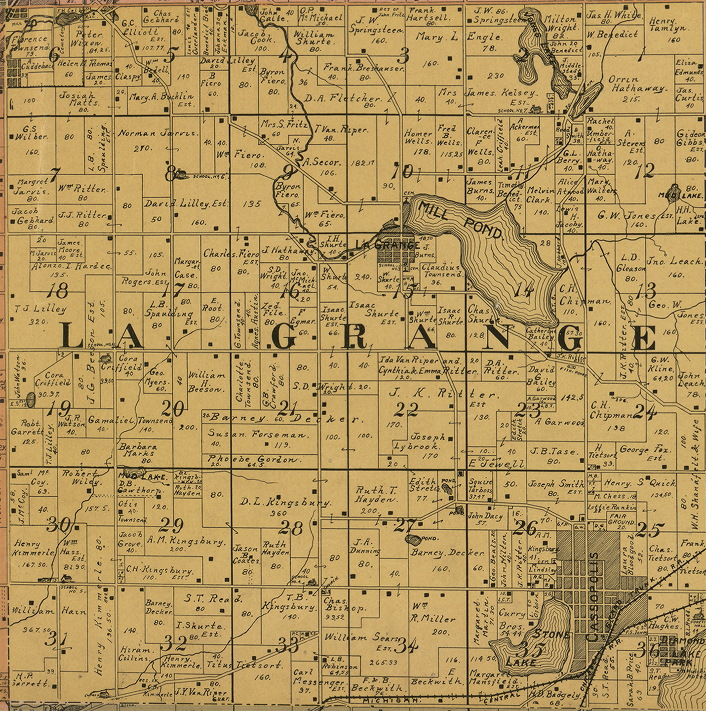 1897 Lagrange Township Michigan landownership map