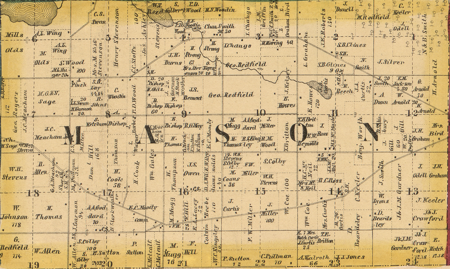 1860 Mason Township Michigan landownership map