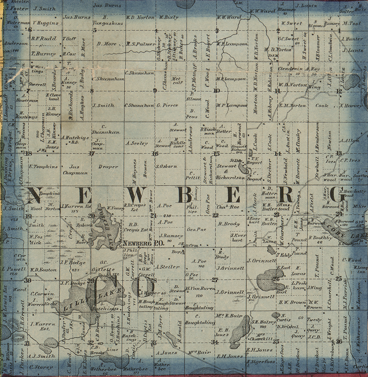 1860 Newberg Township Michigan landownership map