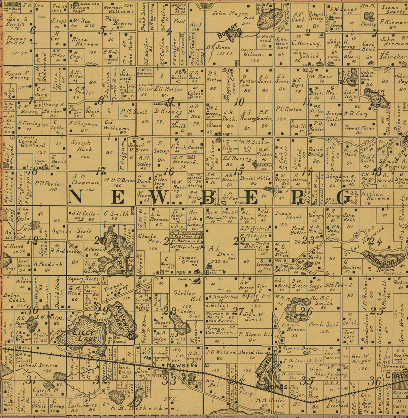 1897 Newberg Township Michigan landownership map