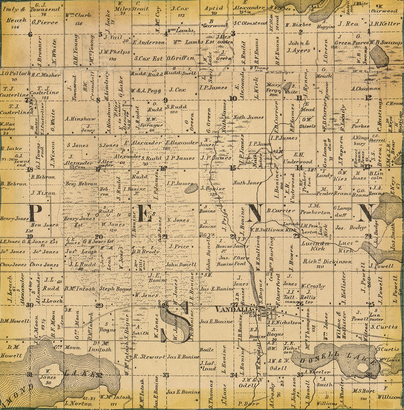 1860 Penn Michigan landownership map
