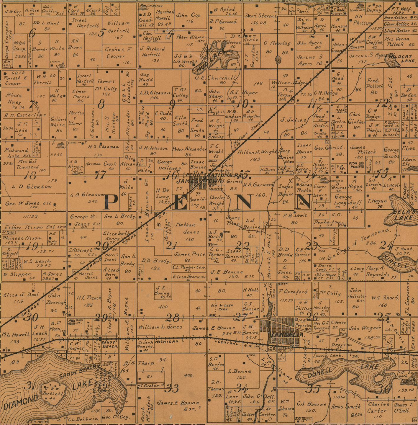 1897 Penn Michigan landownership map