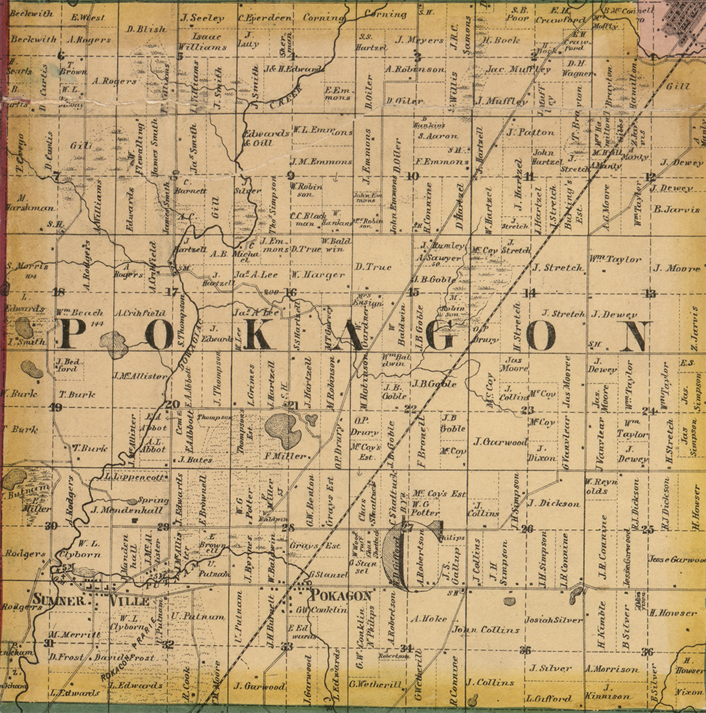 1860 Pokagon Michigan landownership map