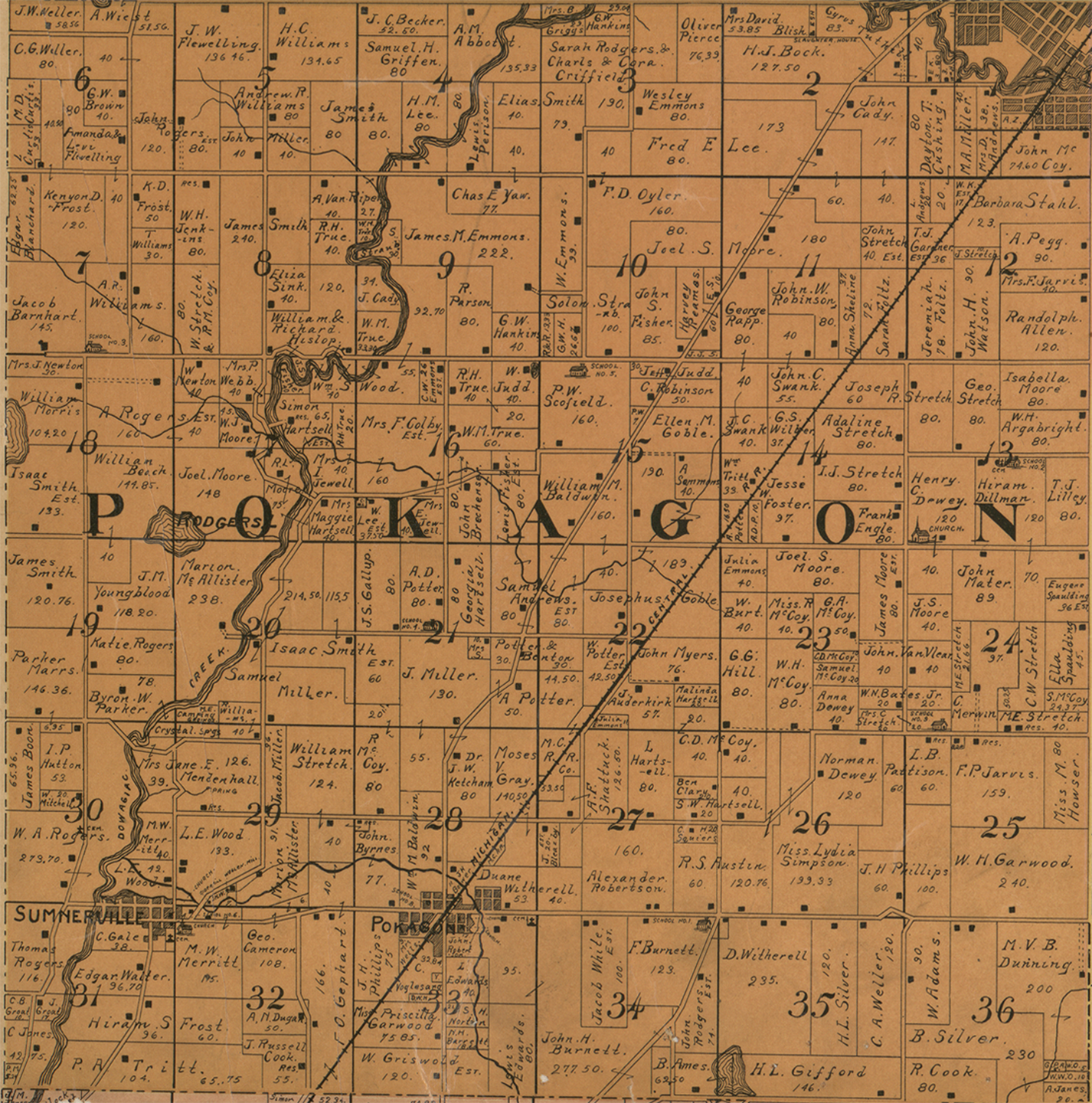 1897 Pokagon Michigan landownership map