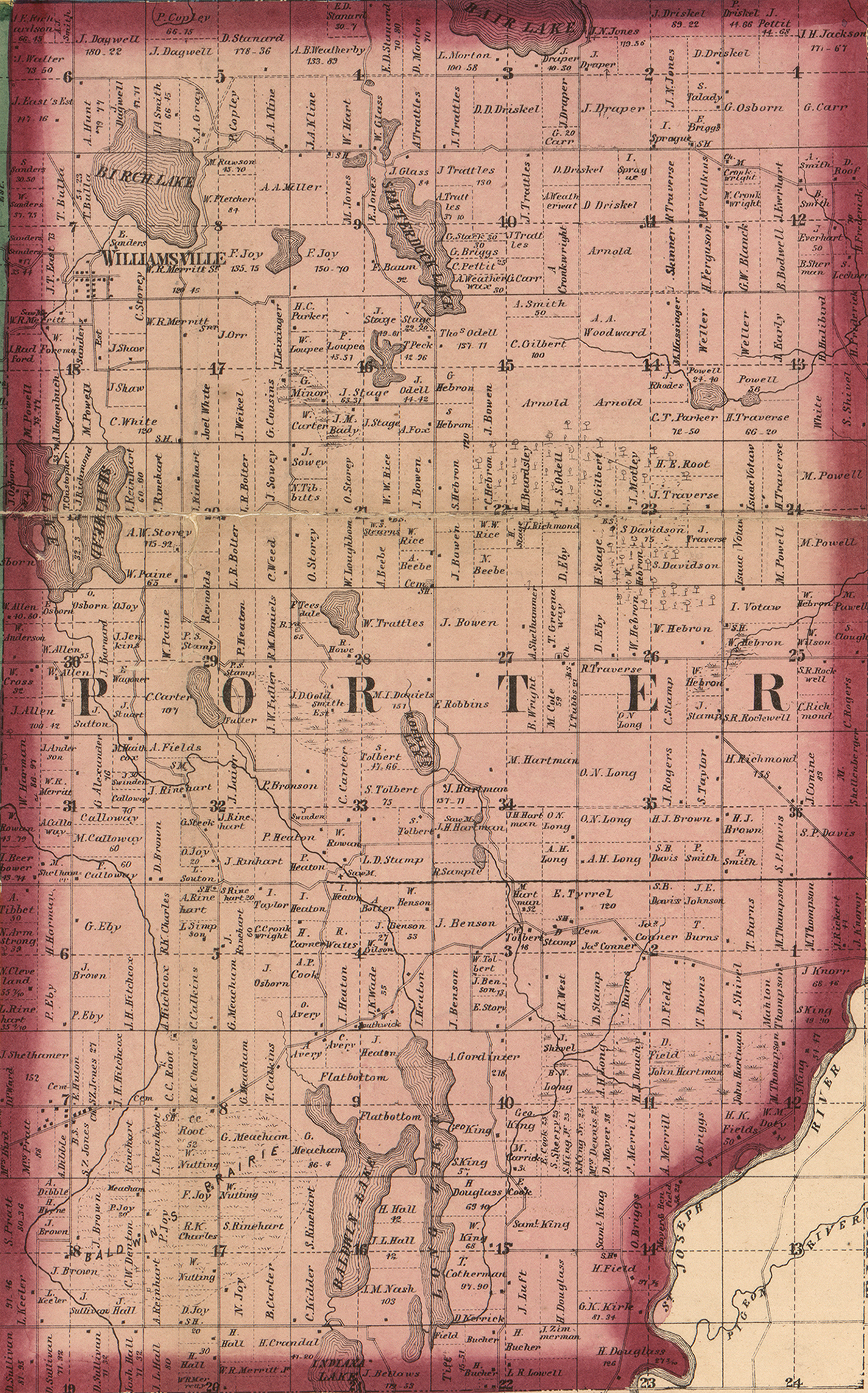 1860 Porter Michigan landownership map