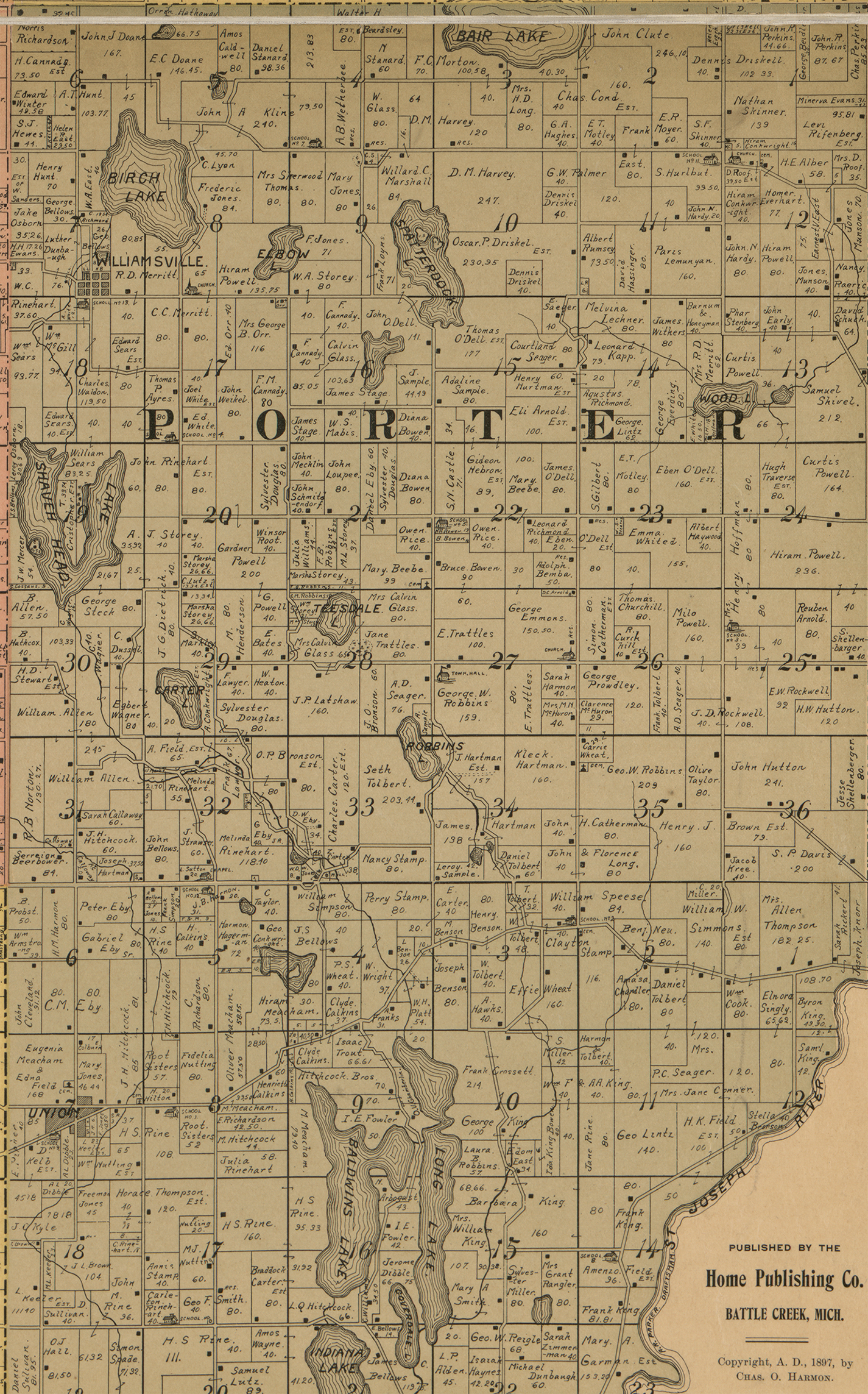 1897 Porter Michigan landownership map