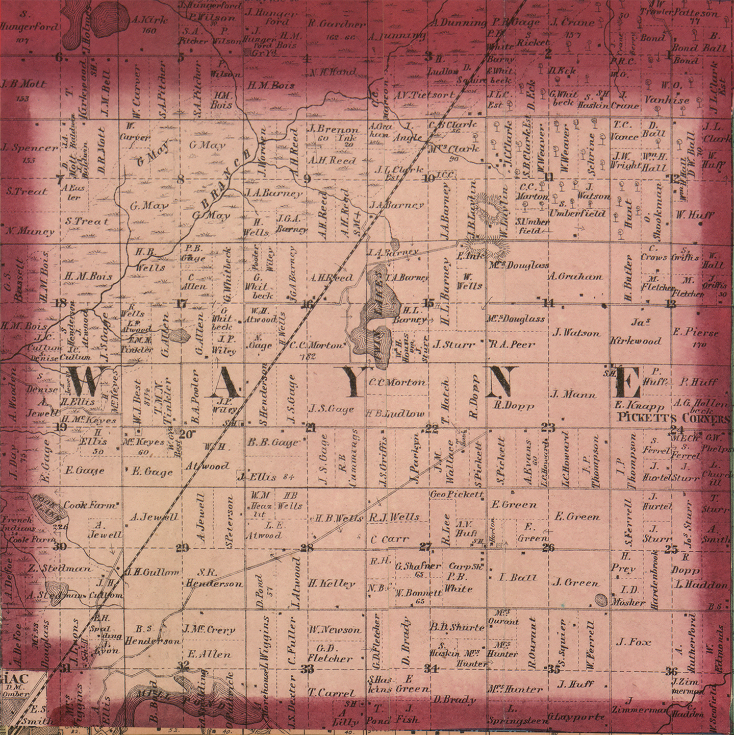 1860 Wayne Township Michigan landownership map