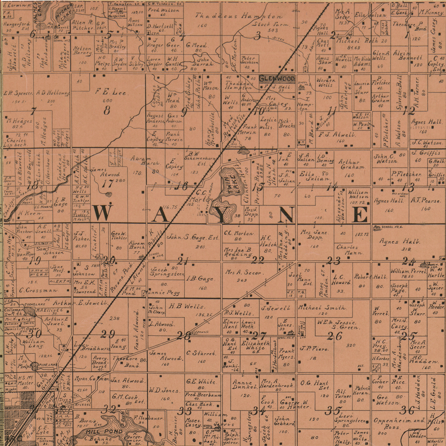 1897 Wayne Township Michigan landownership map