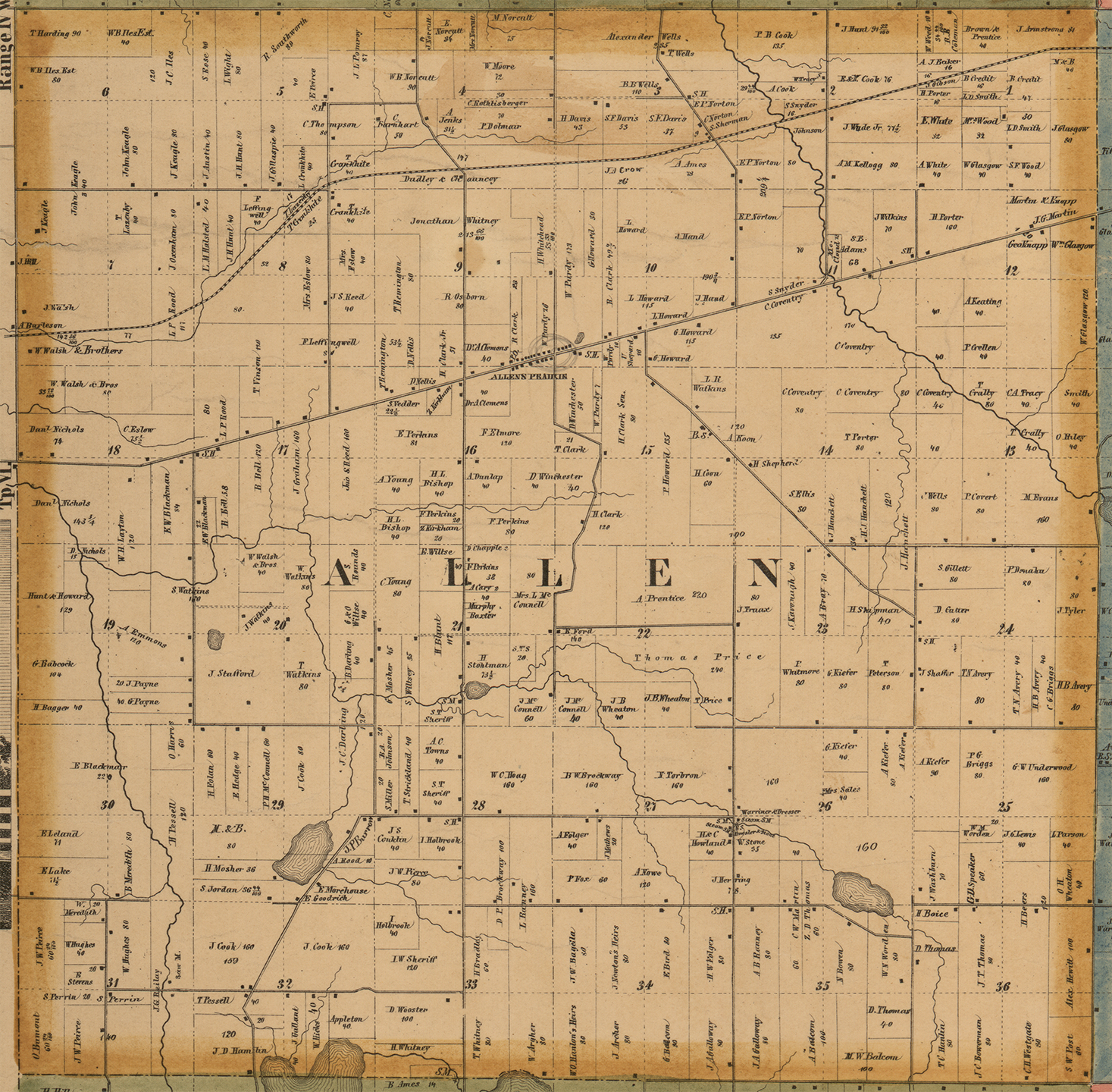 1857 Allen Township, Michigan landownership map