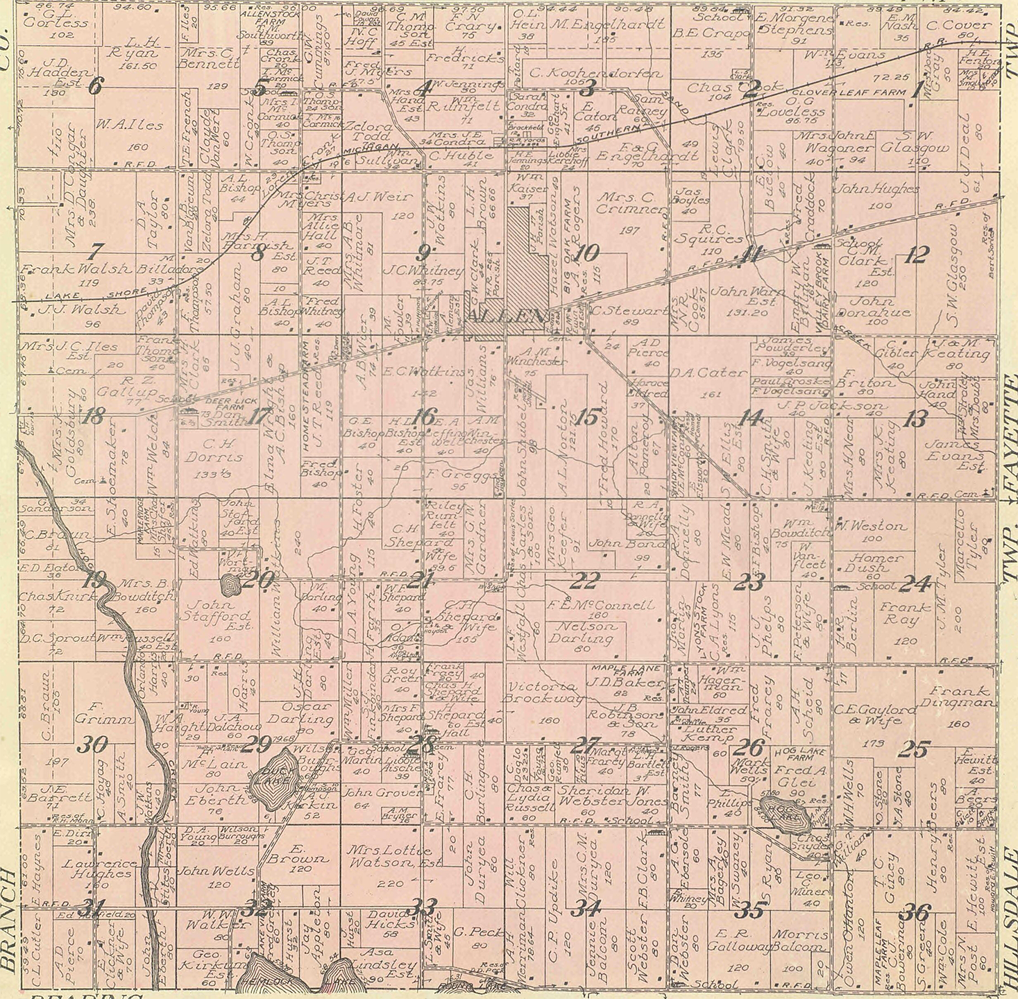 1916 Allen Township, Michigan landownership map