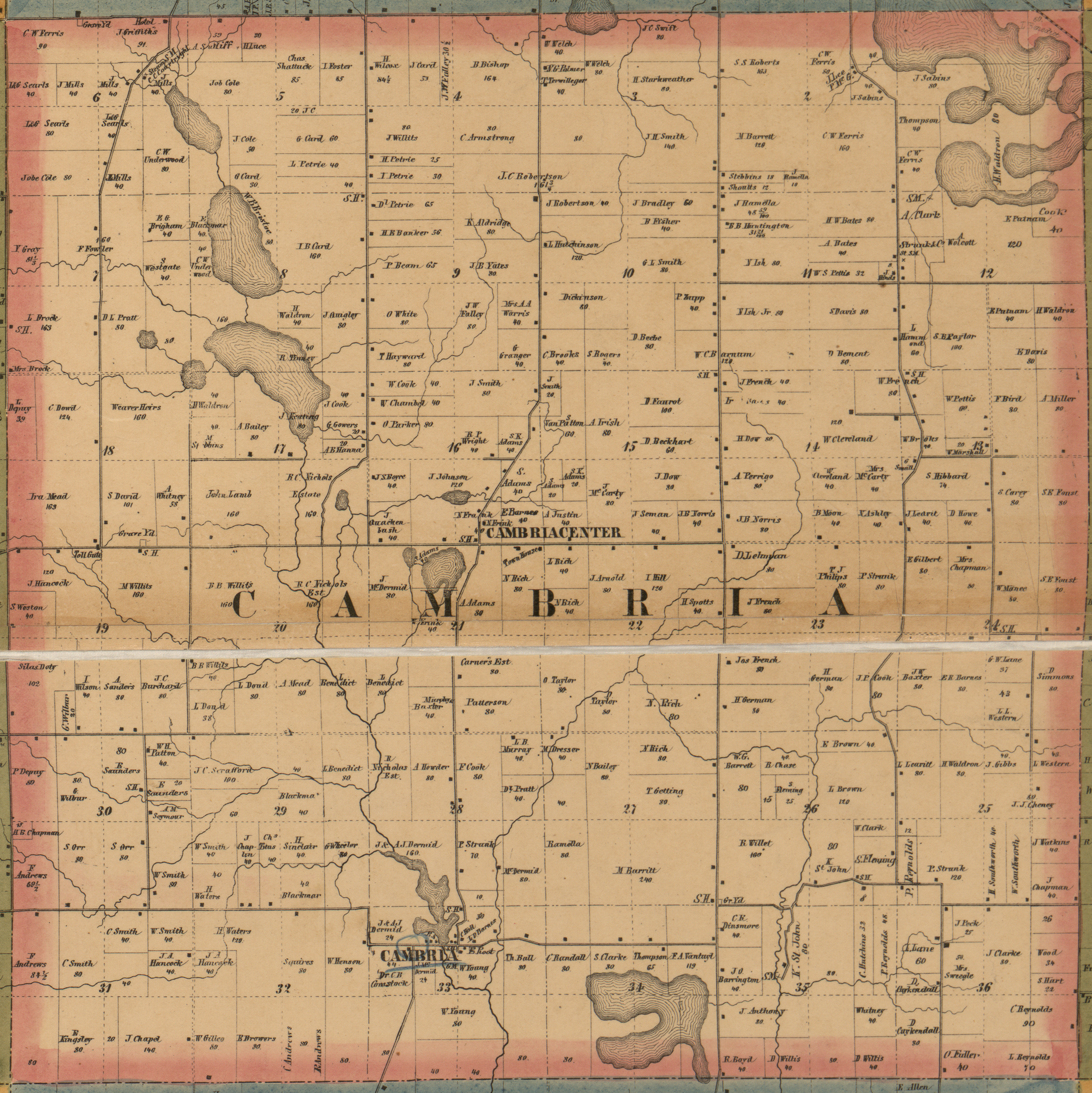 1857 Cambria Township, Michigan landownership map