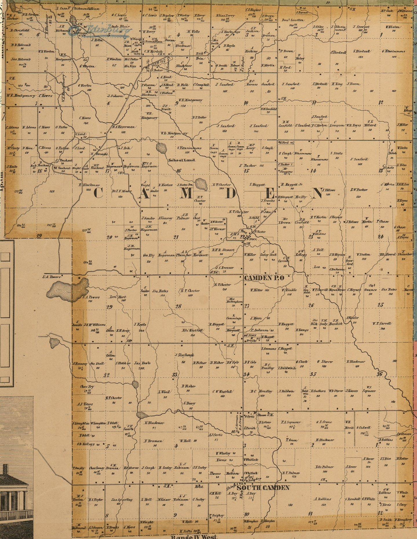 1857 Camden Township, Michigan landownership map