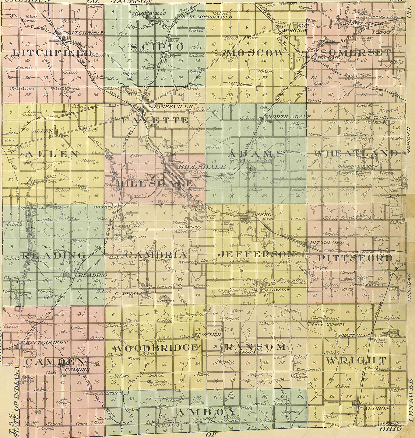 1916 Hillsdale County Michigan landownership map