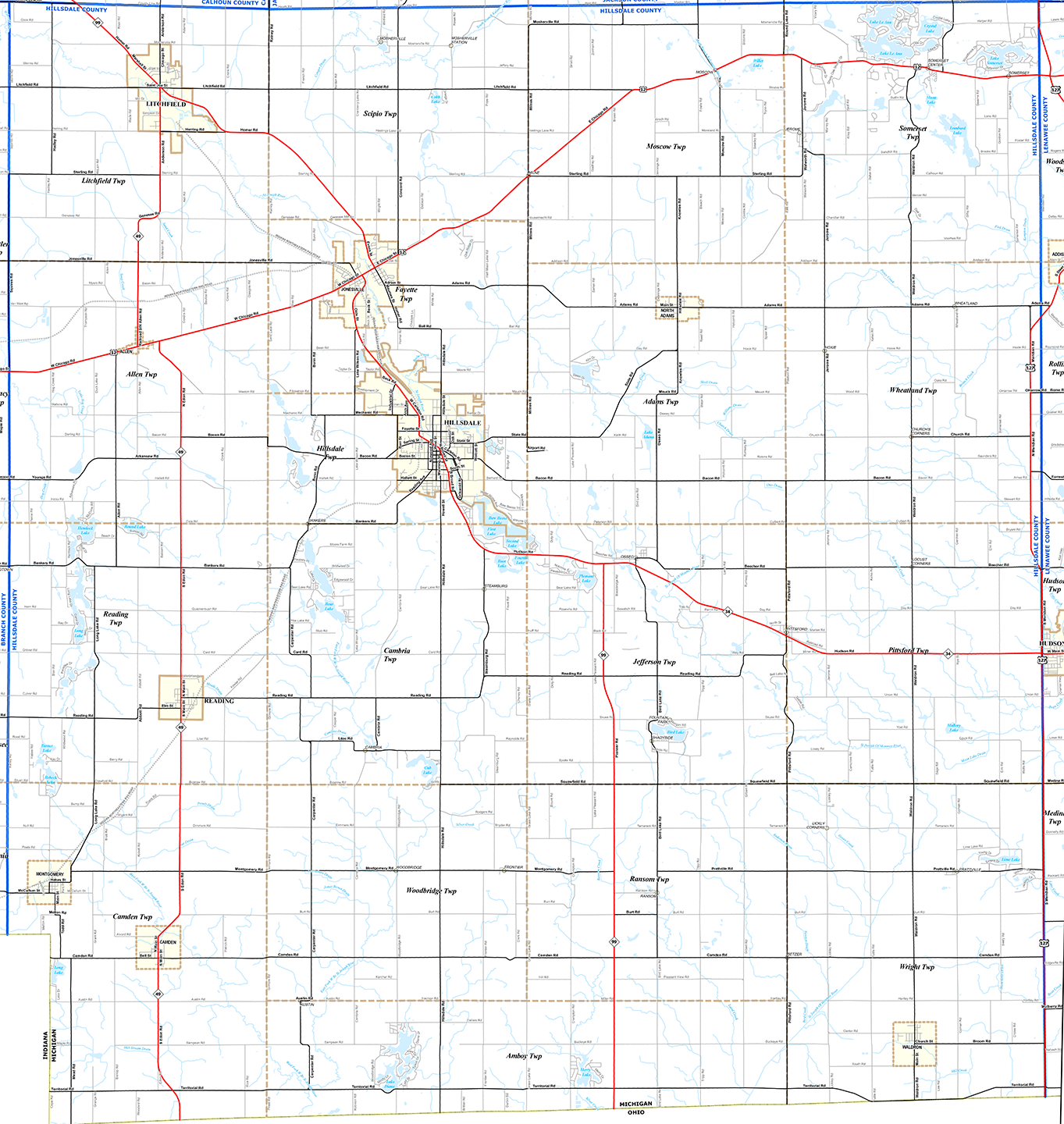 2009 Hillsdale County Michigan map