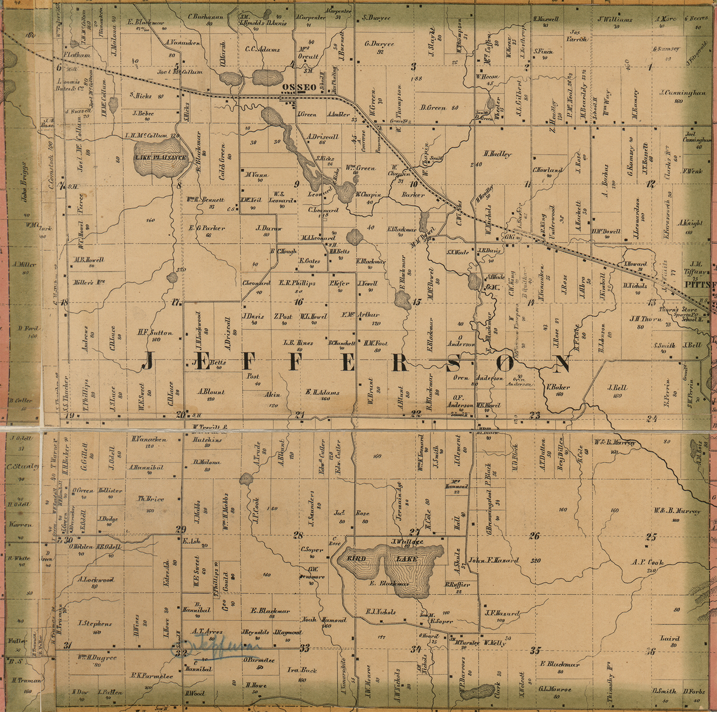 1857 Jefferson Township, Michigan landownership map