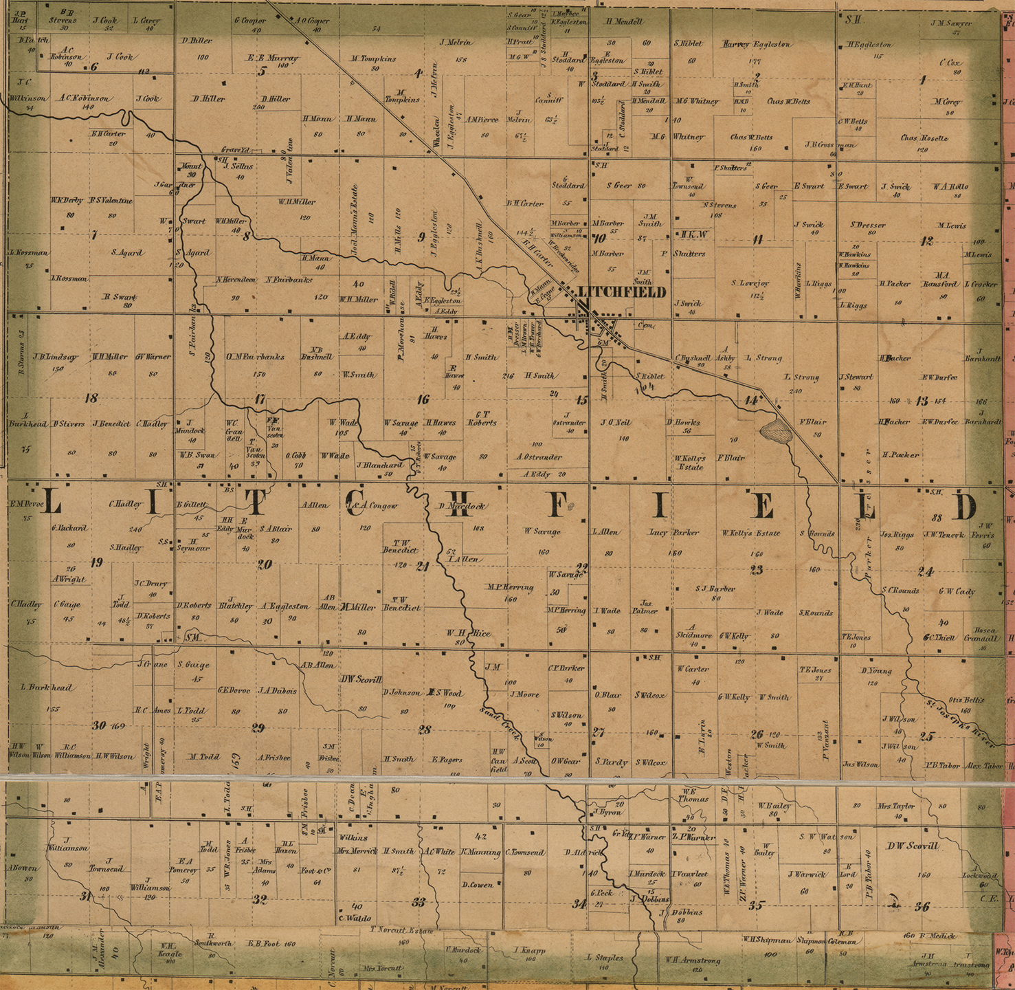 1857 Litchfield Township, Michigan landownership map