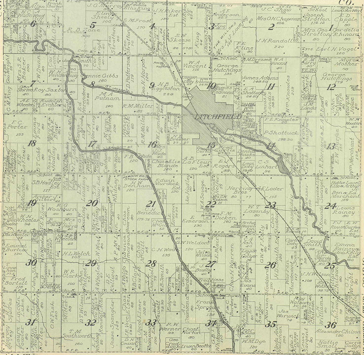 1916 Litchfield Township, Michigan landownership map