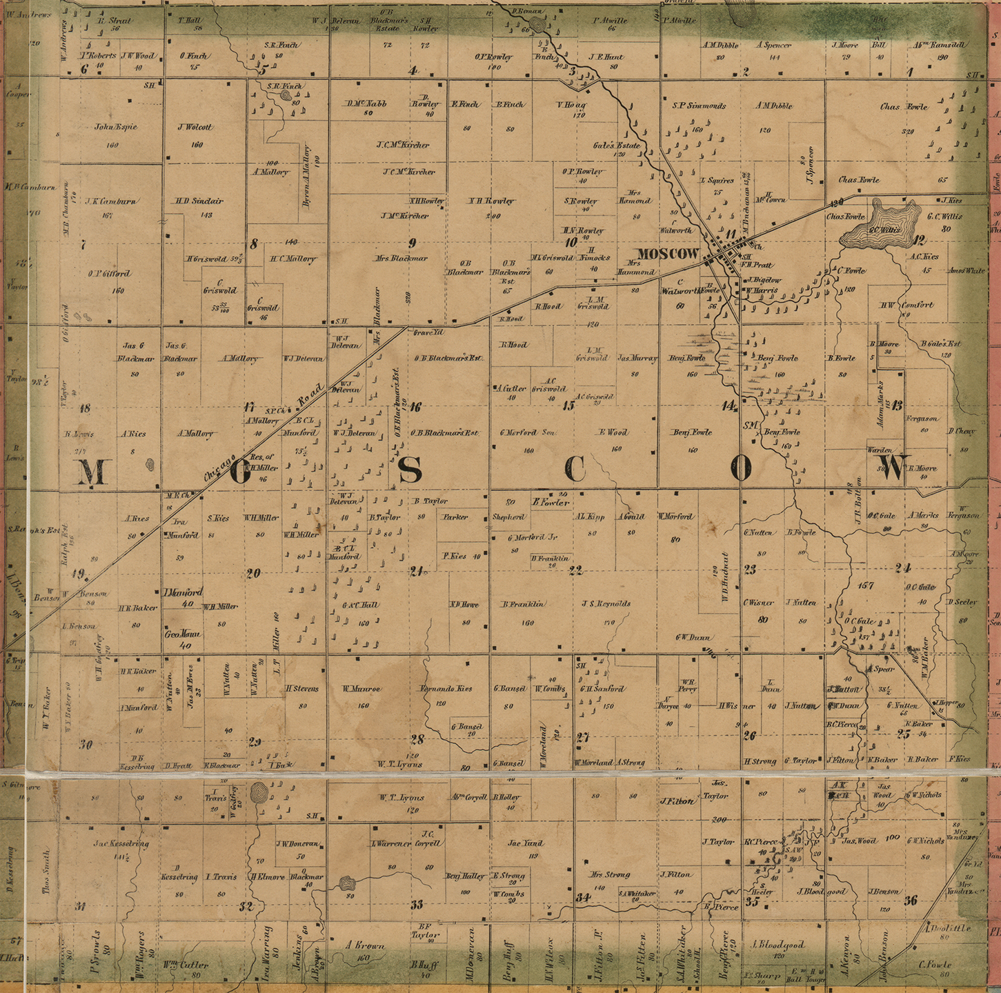 1857 Moscow Township, Michigan landownership map