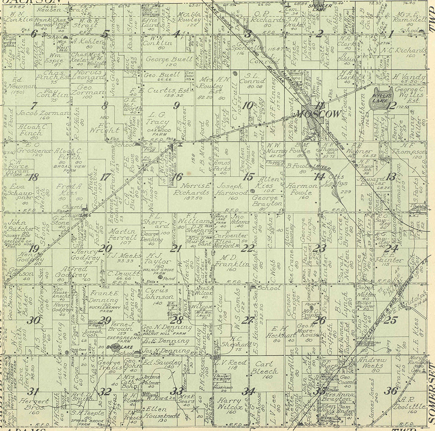 1916 Moscow Township, Michigan landownership map