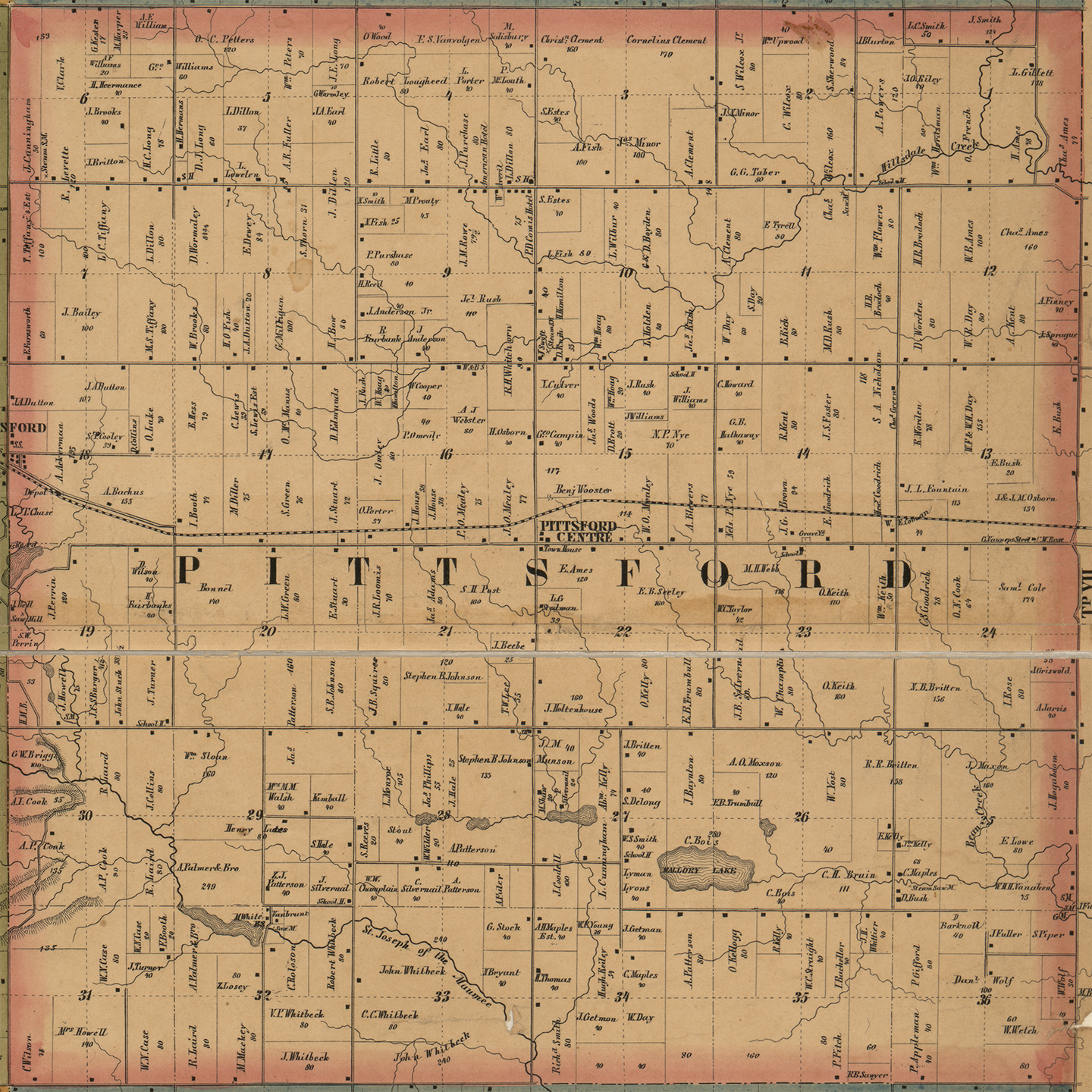 1857 Pittsford Township, Michigan landownership map