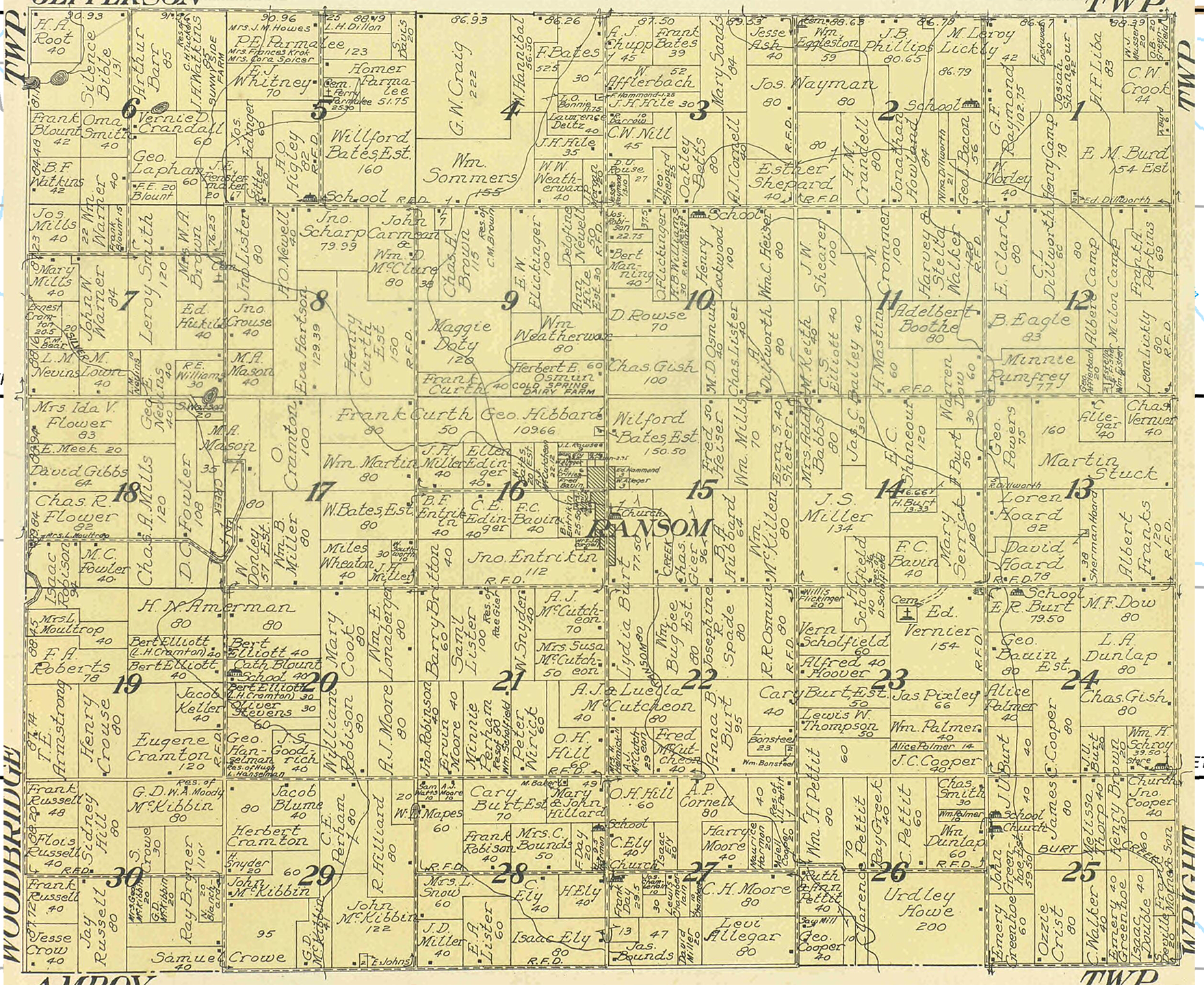 1916 Ransom Township, Michigan landownership map