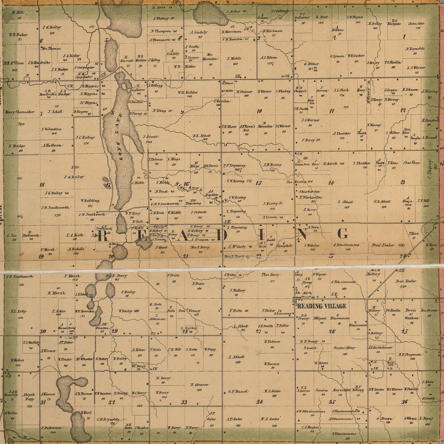 1857 Reading Township, Michigan landownership map