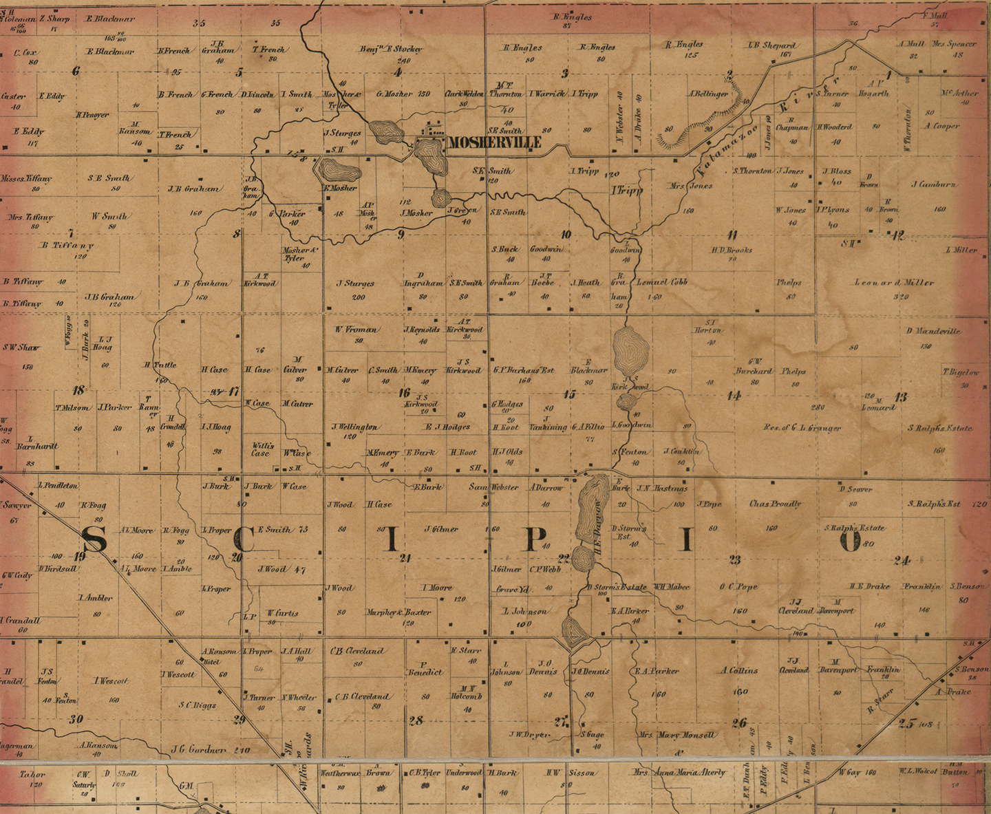 1857 Scipio Township, Michigan landownership map