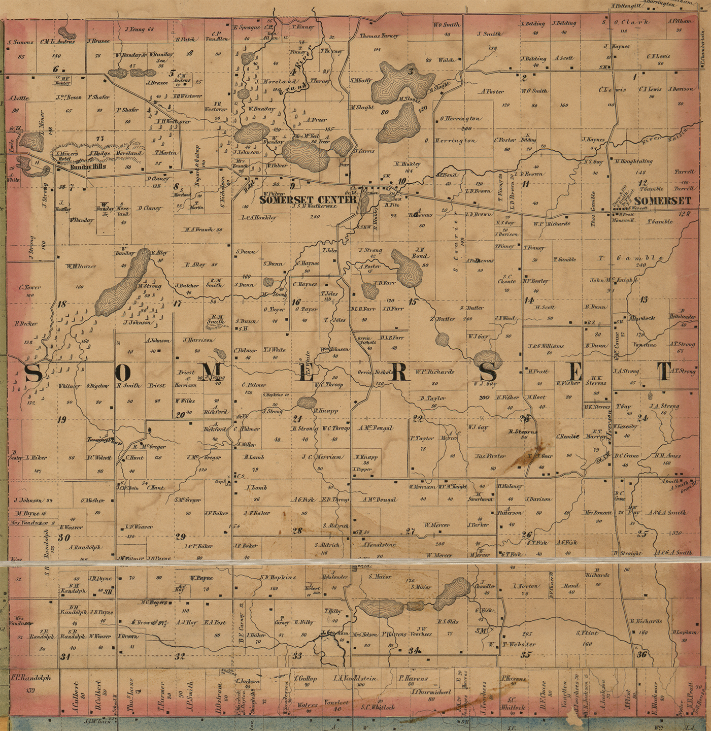 1857 Somerset Township, Michigan landownership map