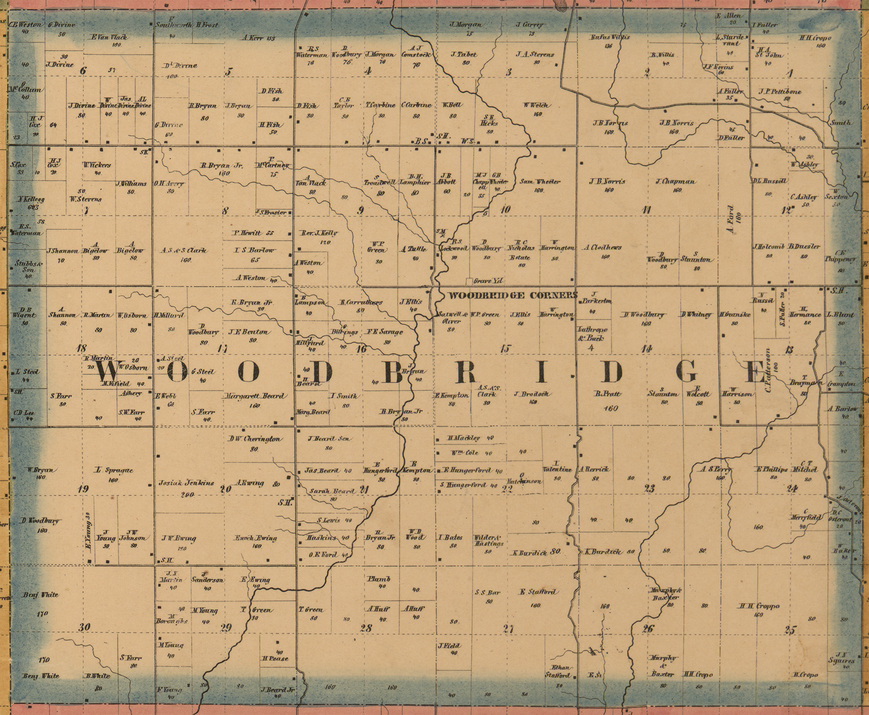 1857 Woodbridge Township, Michigan landownership map