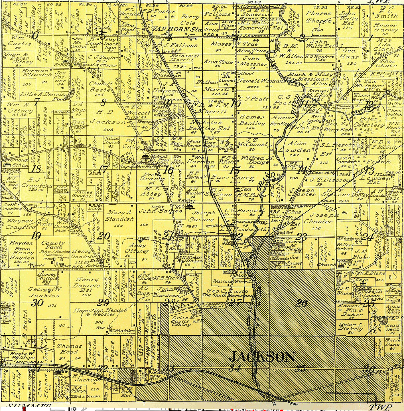 1911 Blackman Township, Michigan landownership map