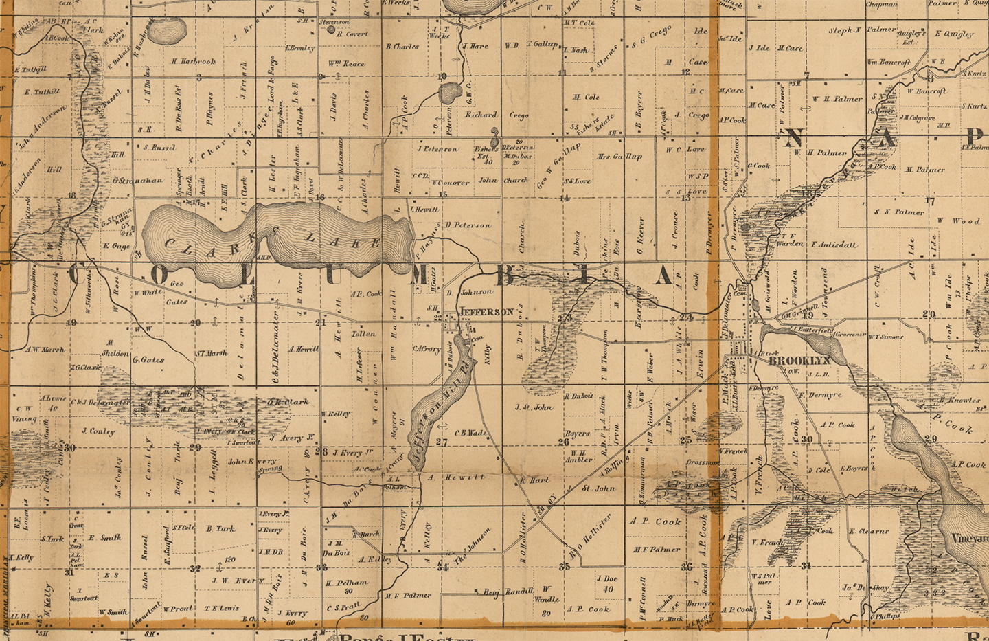 1858 Columbia Township, Michigan landownership map